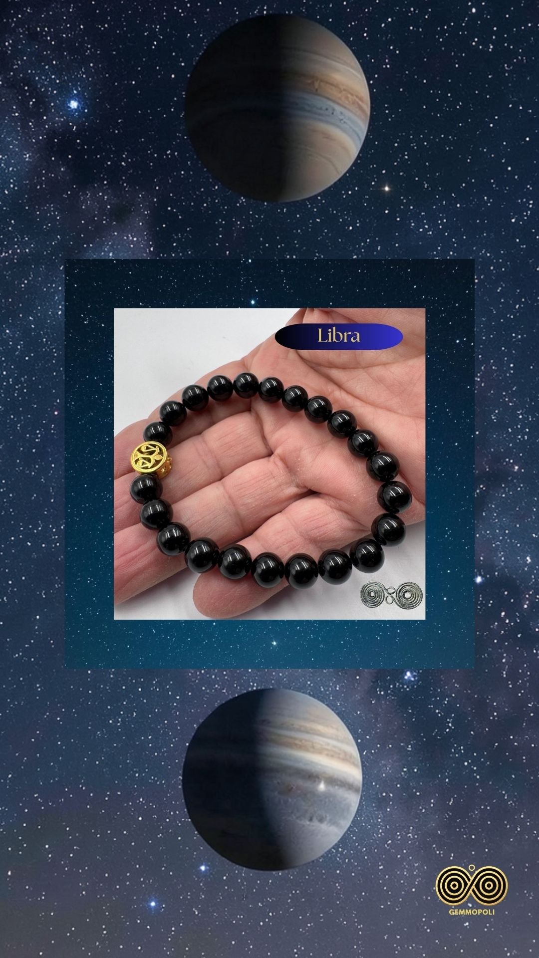 Bracciale Zodiaco Bilancia in Tormalina Nera Certificata (PE8035)