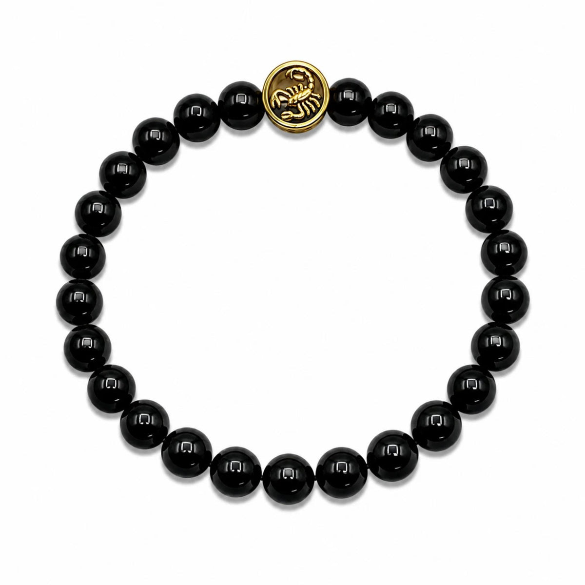 Bracciale Tormalina Nera Certificata 10 mm Oro Zodiaco Scorpione PE8036 - PE8036