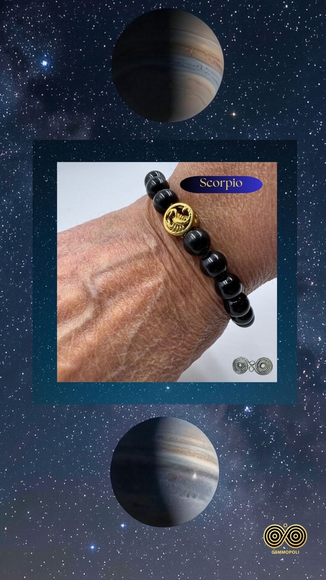 Bracciale Zodiaco Scorpione in Tormalina Nera Certificata (PE8036)