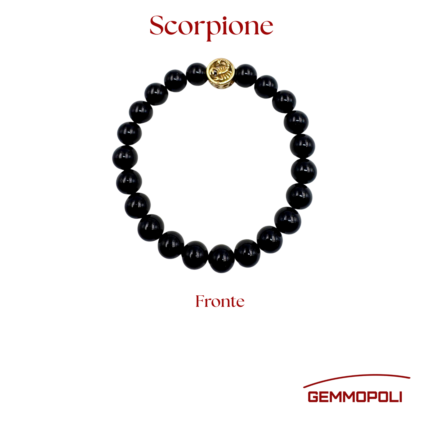 Primo piano del bracciale PE8036, del simbolo zodiacale Scorpione. Fronte