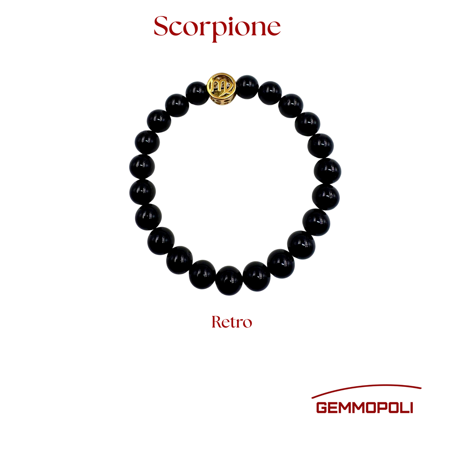 Primo piano del bracciale PE8036, del simbolo zodiacale Scorpione. Retro