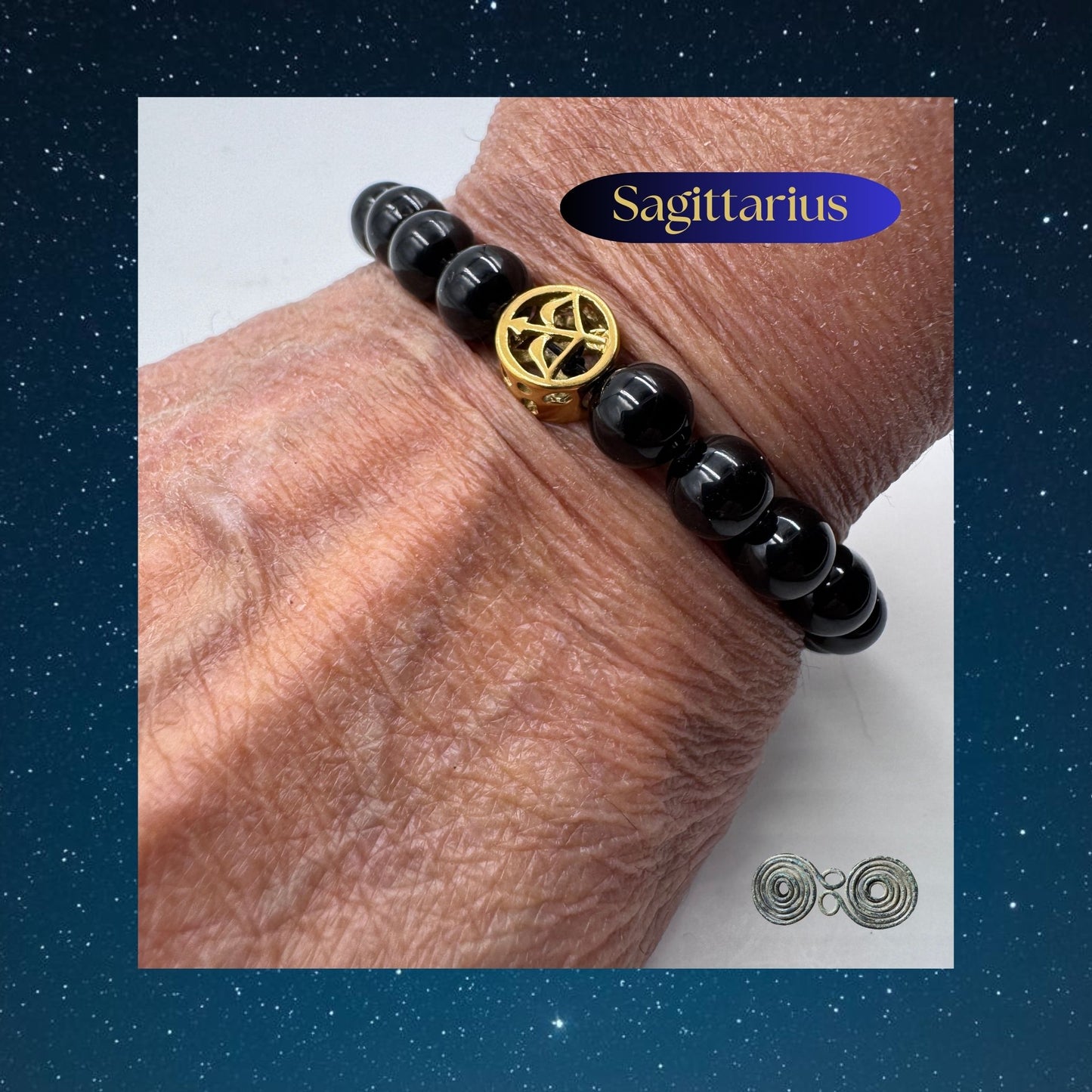 Bracciale Zodiaco Sagittario in Tormalina Nera Certificata (PE8037)