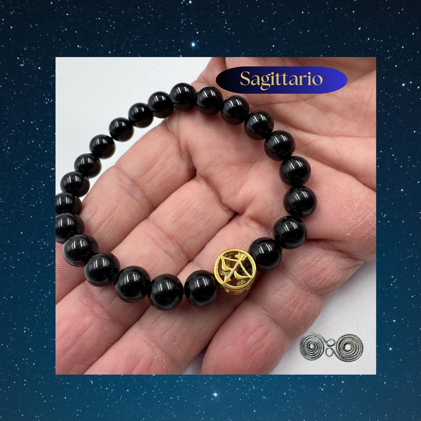 Bracciale Zodiaco Sagittario in Tormalina Nera Certificata (PE8037)