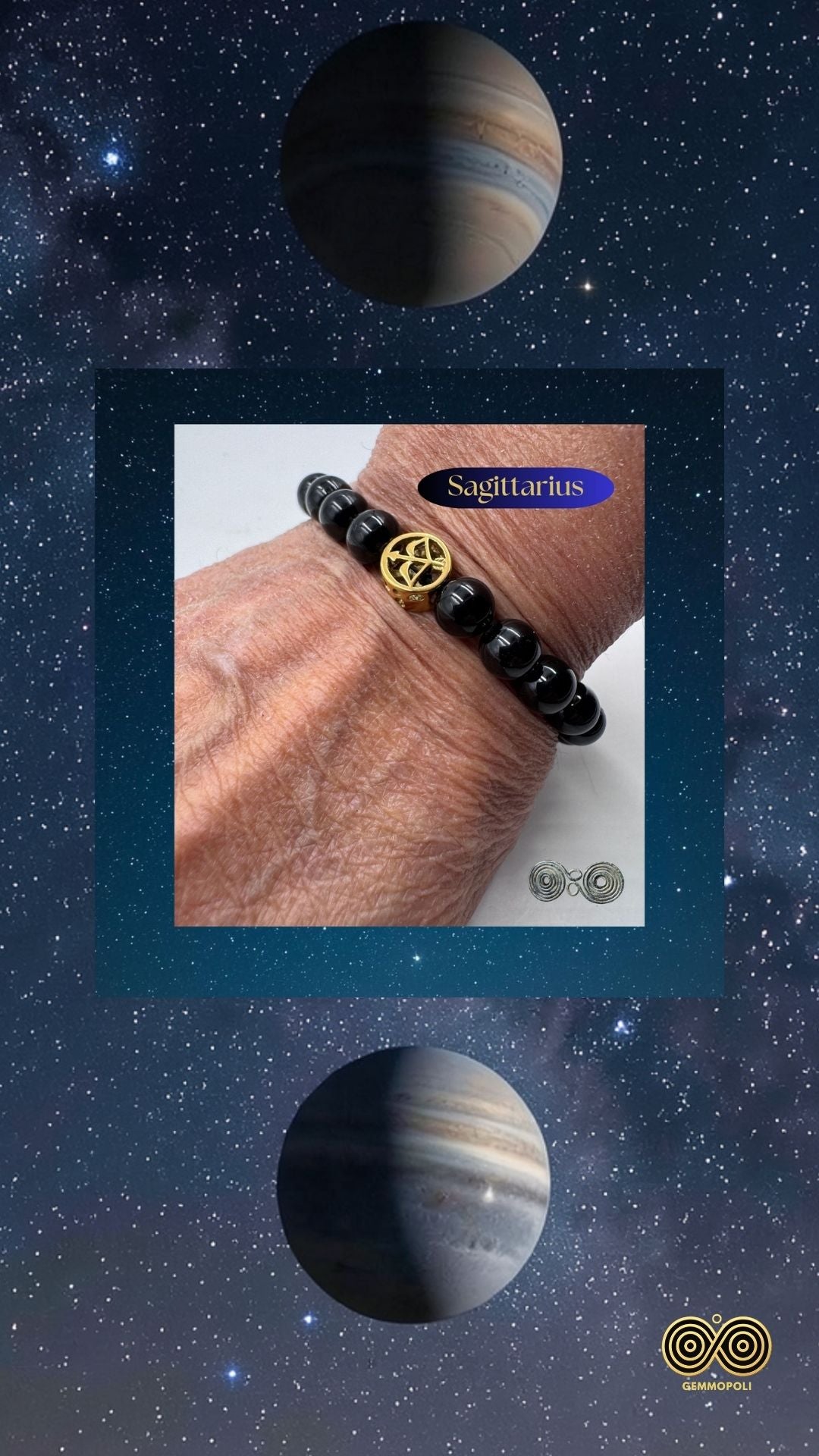 Bracciale Zodiaco Sagittario in Tormalina Nera Certificata (PE8037)
