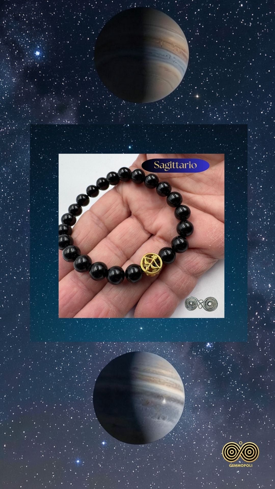 Bracciale Zodiaco Sagittario in Tormalina Nera Certificata (PE8037)