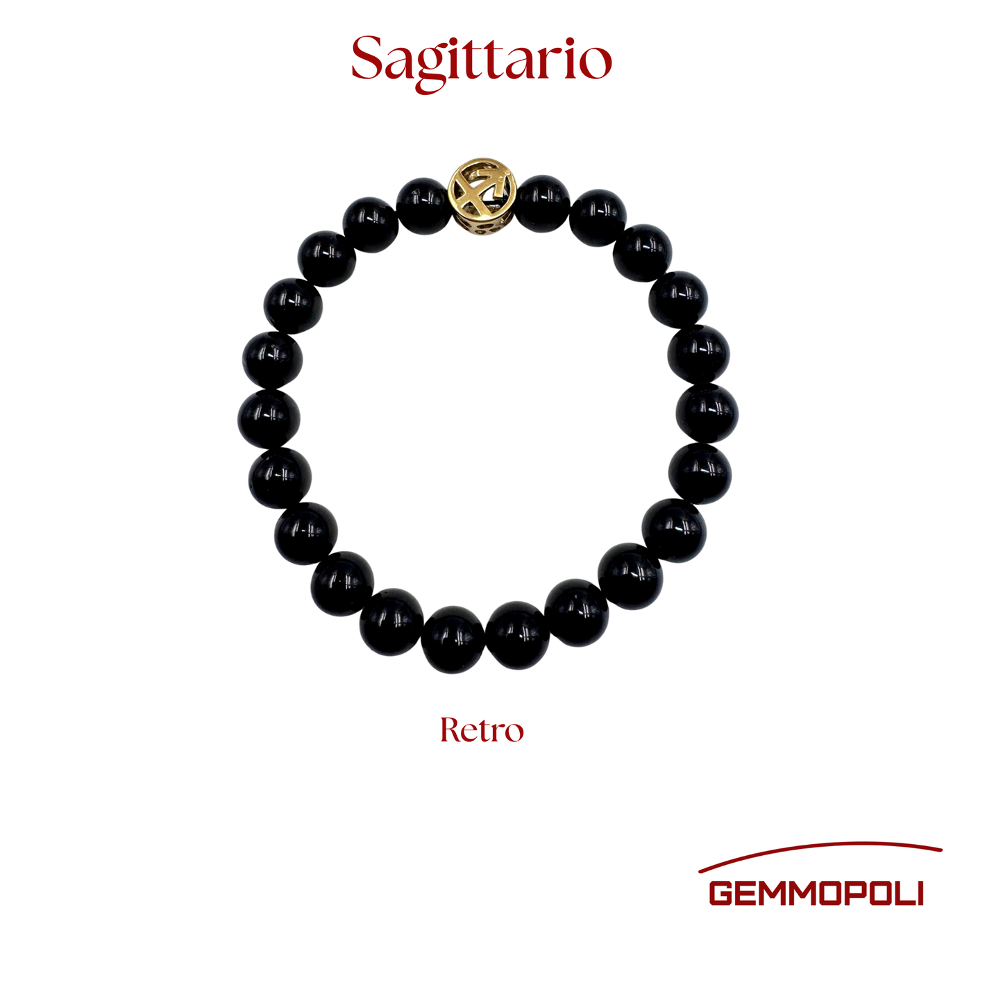 Primo piano del bracciale del simbolo zodiacale Sagittario.PE8037 Retro