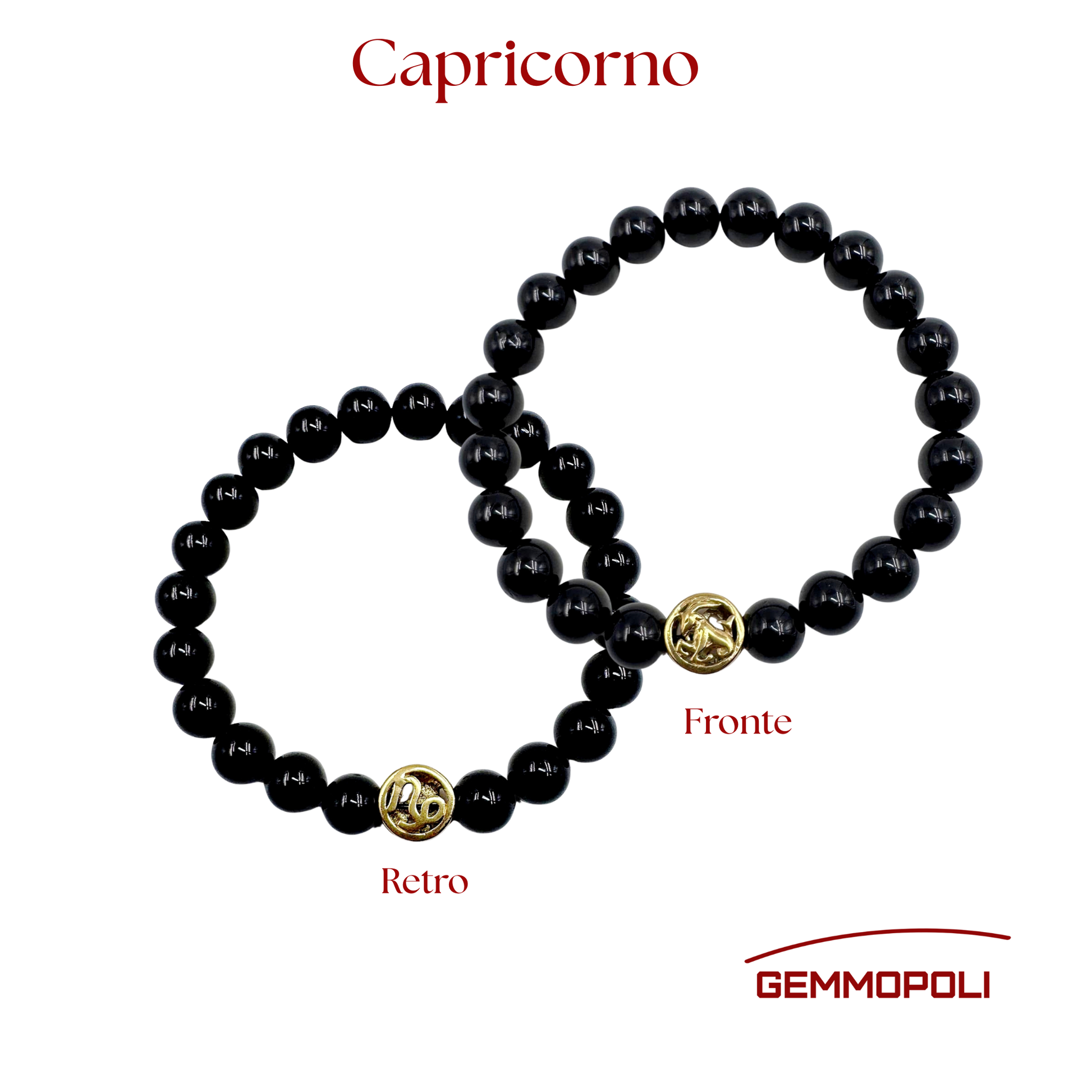 Primo piano del bracciale del simbolo zodiacale Capricorno PE8038 Fronte e retro