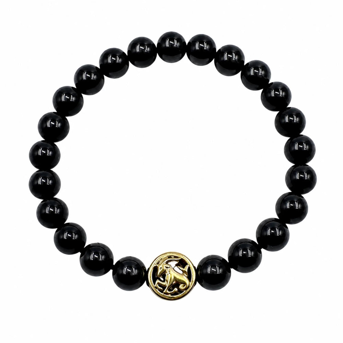 Bracciale Tormalina Nera Certificata 10 mm Oro Zodiaco Capricorno PE8038 - PE8038