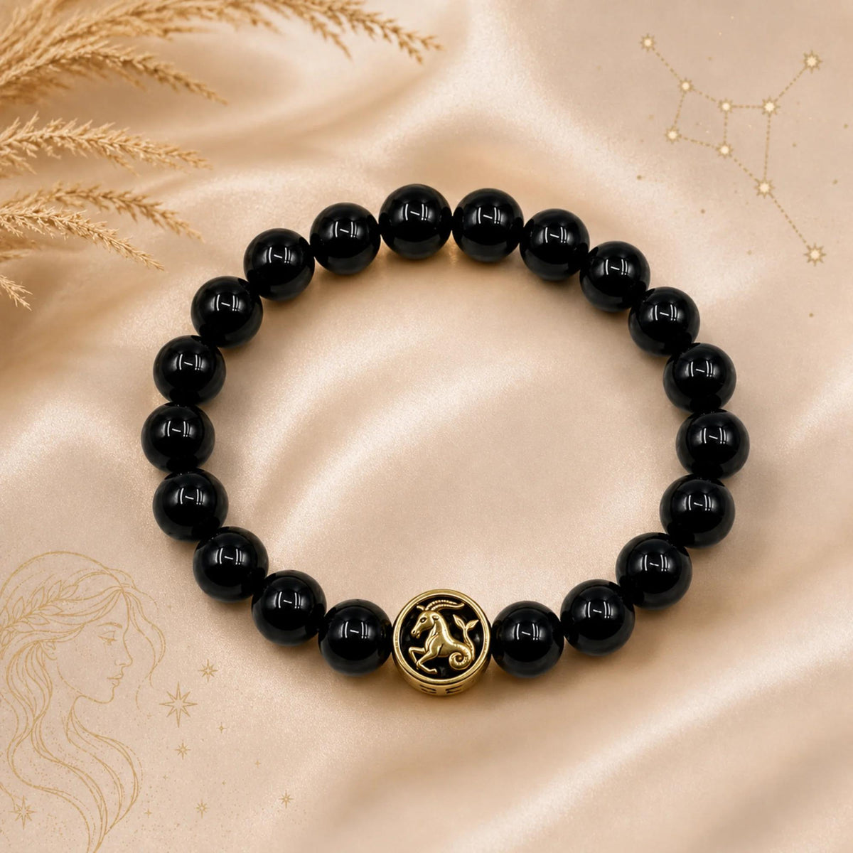 Bracciale Tormalina Nera Certificata 10 mm Oro Zodiaco Capricorno PE8038 - PE8038 - foto 4