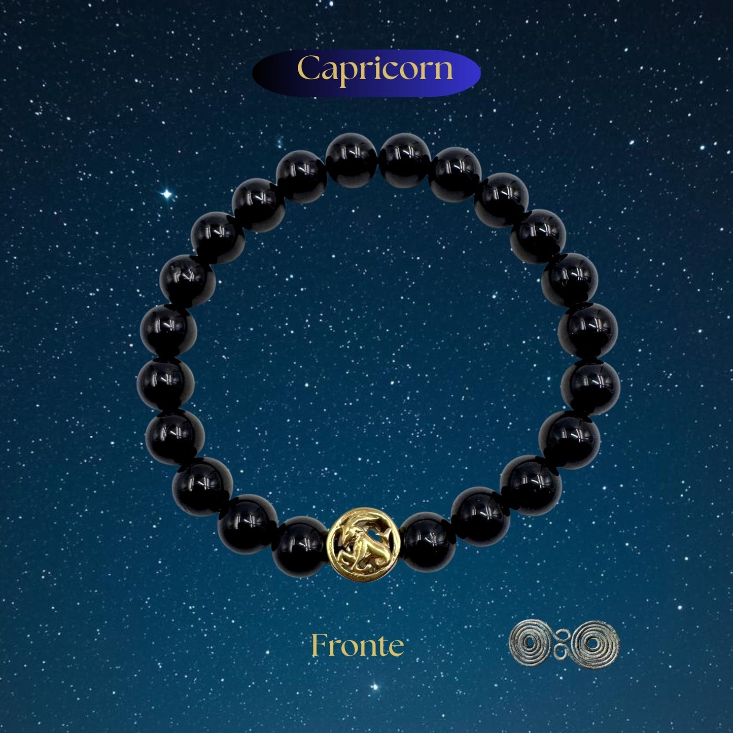 Bracciale Zodiaco Capricorno in Tormalina Nera Certificata (PE8038)
