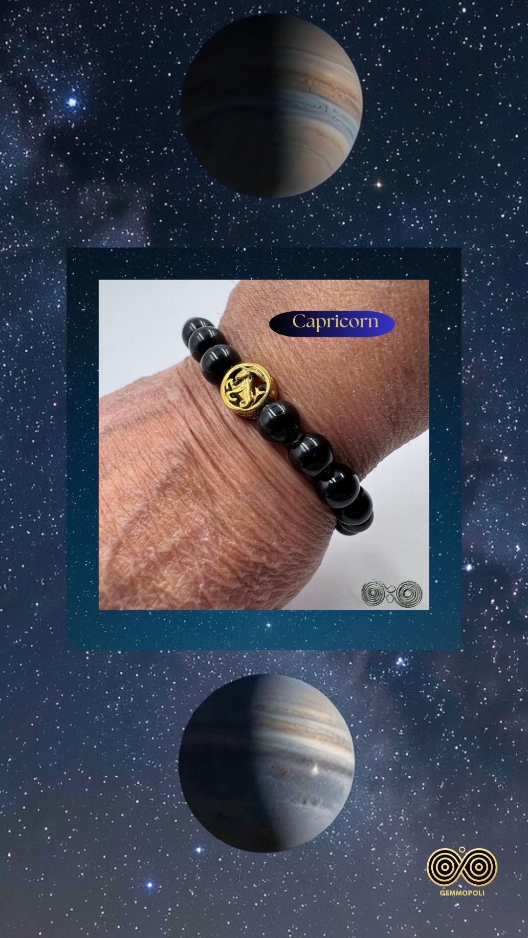 Bracciale Zodiaco Capricorno in Tormalina Nera Certificata (PE8038)
