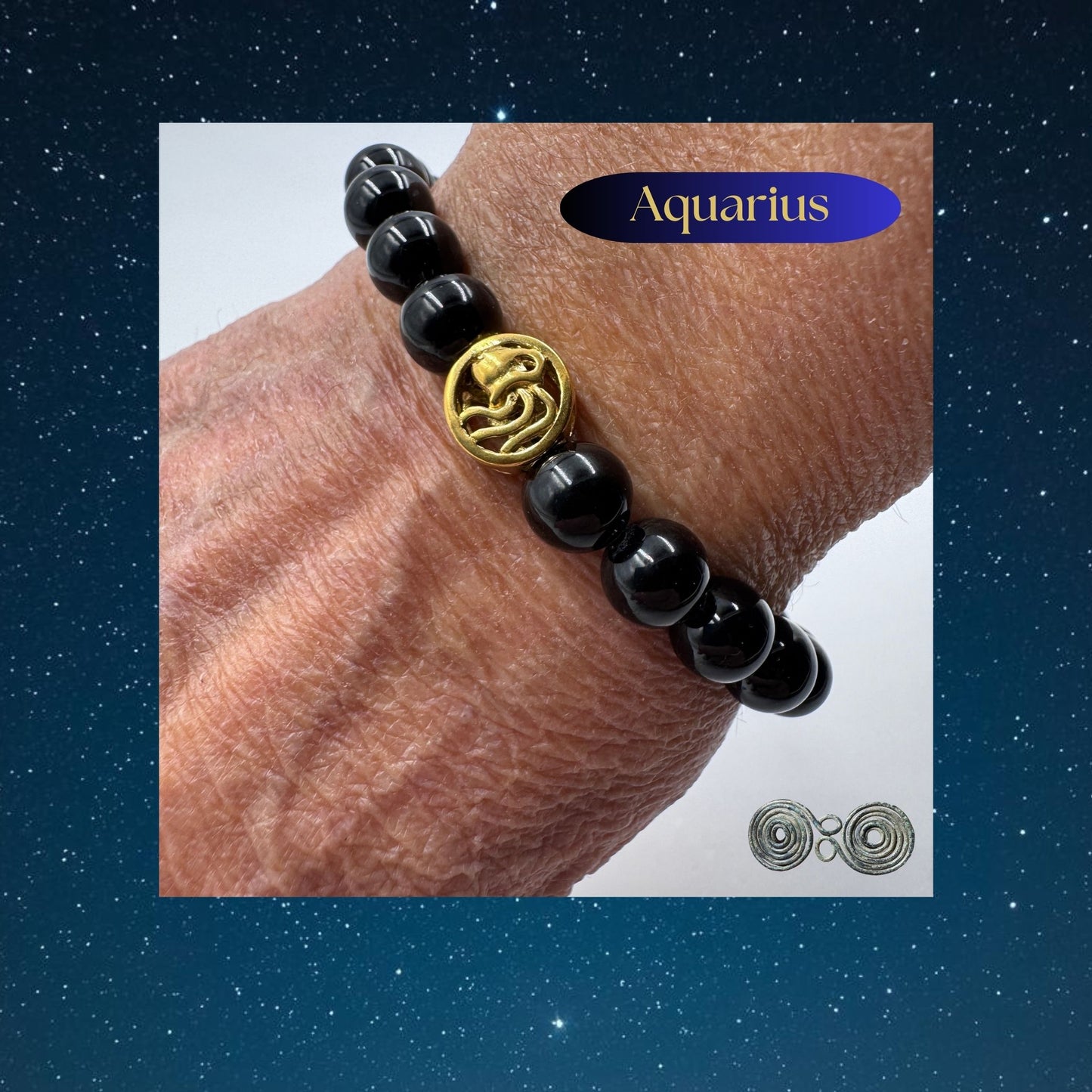 Bracciale Zodiaco Acquario in Tormalina Nera Certificata (PE8039)