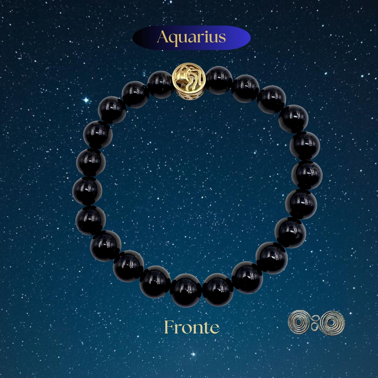 Bracciale Zodiaco Acquario in Tormalina Nera Certificata (PE8039)