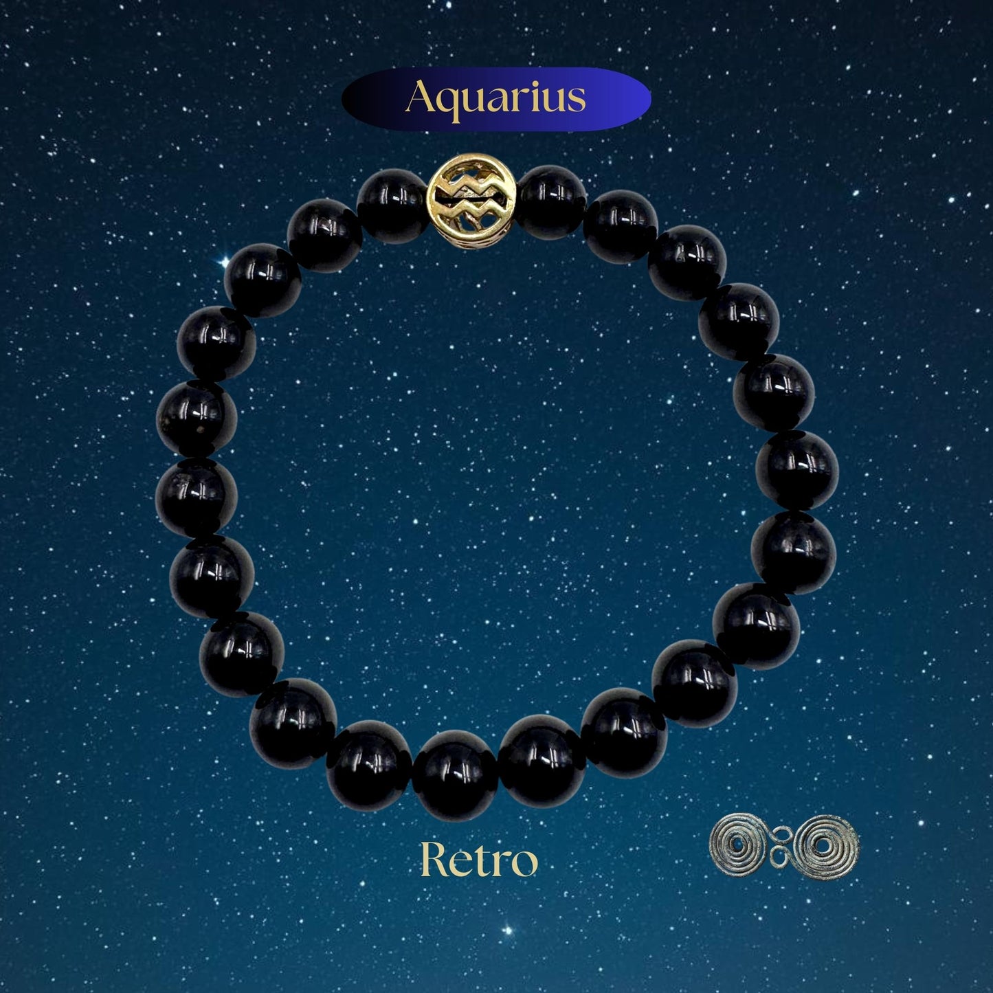 Bracciale Zodiaco Acquario in Tormalina Nera Certificata (PE8039)
