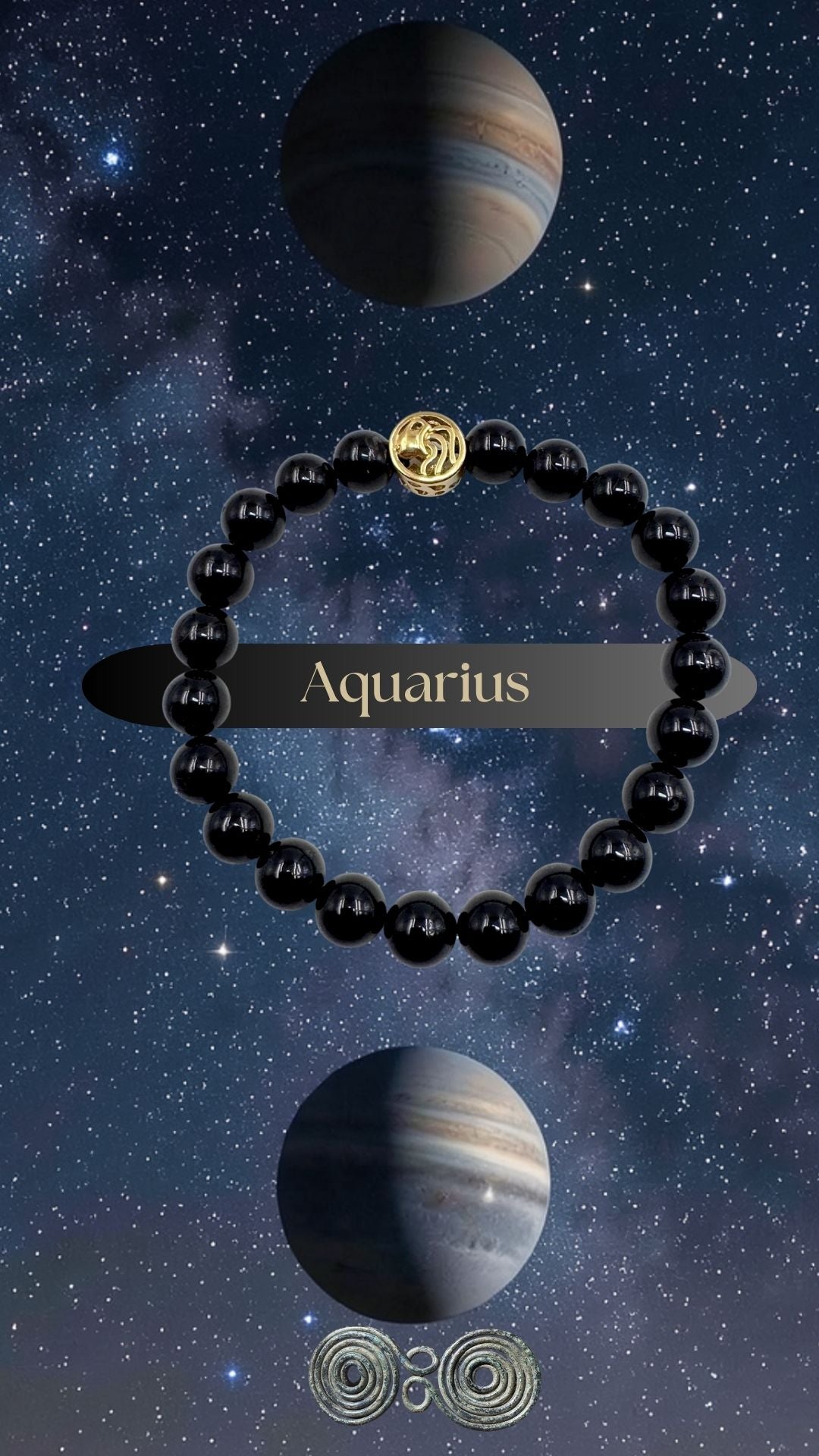 Bracciale Zodiaco Acquario in Tormalina Nera Certificata (PE8039)