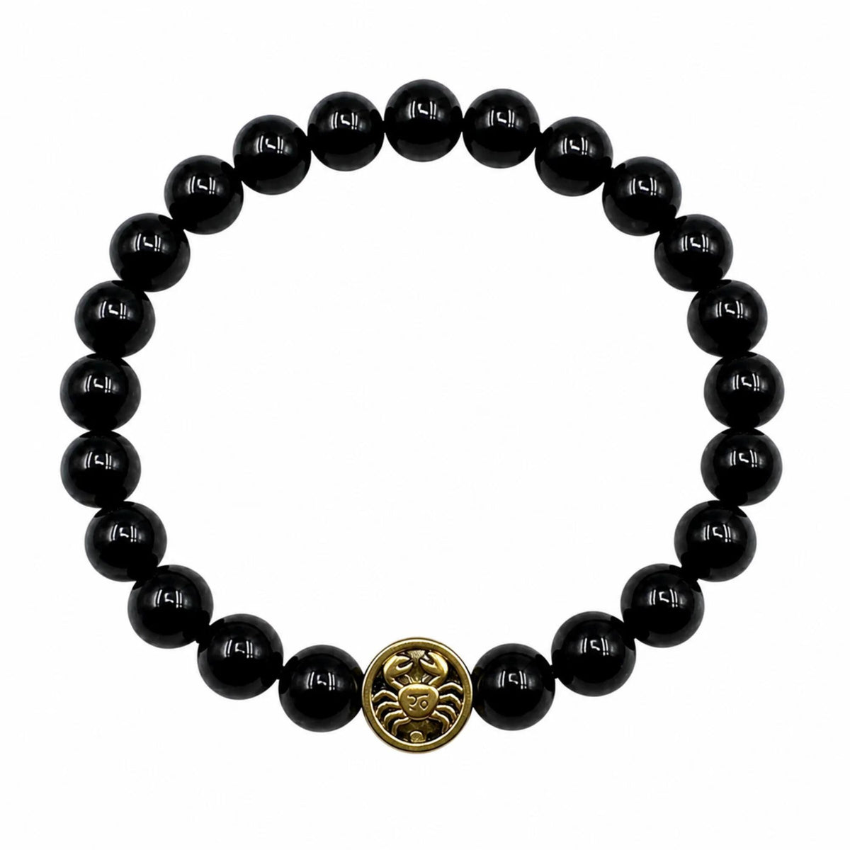 Bracciale Tormalina Nera Certificata 10 mm Oro Zodiaco Cancro PE8032 - PE8032