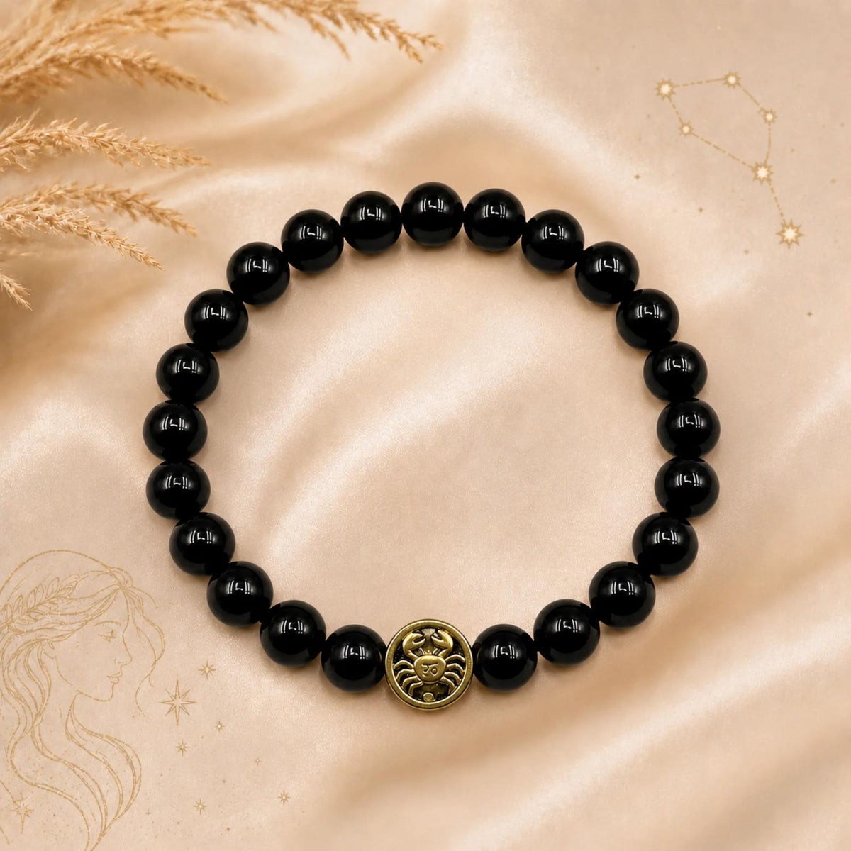 Bracciale Tormalina Nera Certificata 10 mm Oro Zodiaco Cancro PE8032 - PE8032 - foto 4