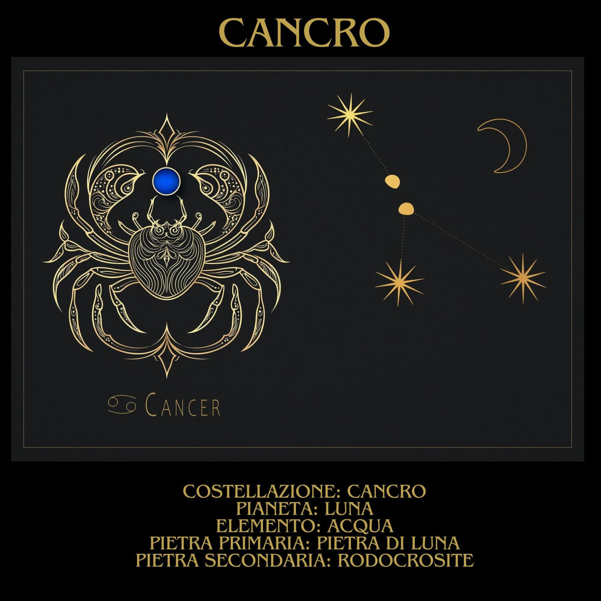 Bracciale Tormalina Nera Certificata 10 mm Oro Zodiaco Cancro PE8032 - PE8032 - foto 5