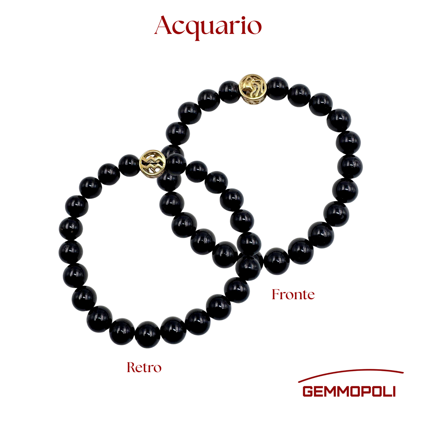 Primo piano del bracciale del simbolo zodiacale Acquario PE8039 Fronte e Retro