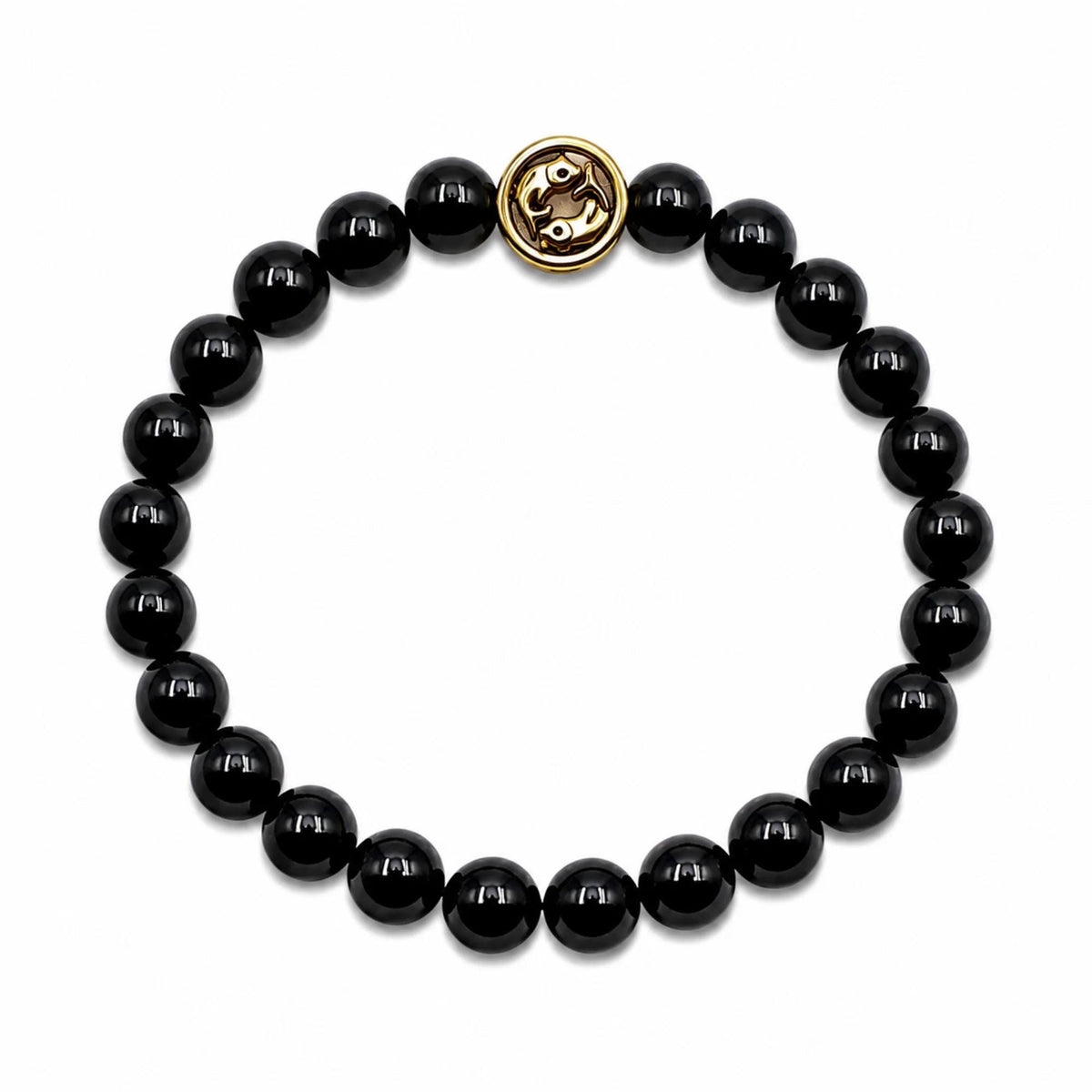 Bracciale Tormalina Nera Certificata 10 mm Oro Zodiaco Pesci PE8040 - PE8040