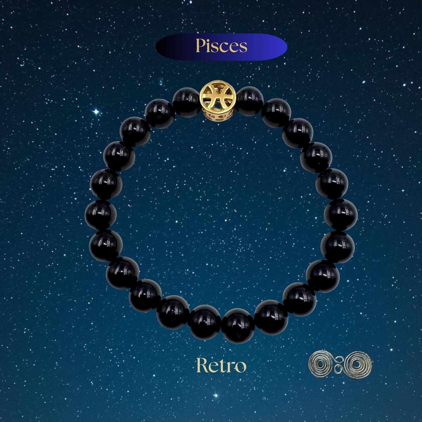 Bracciale Zodiaco Pesci in Tormalina Nera Certificata (PE8040)
