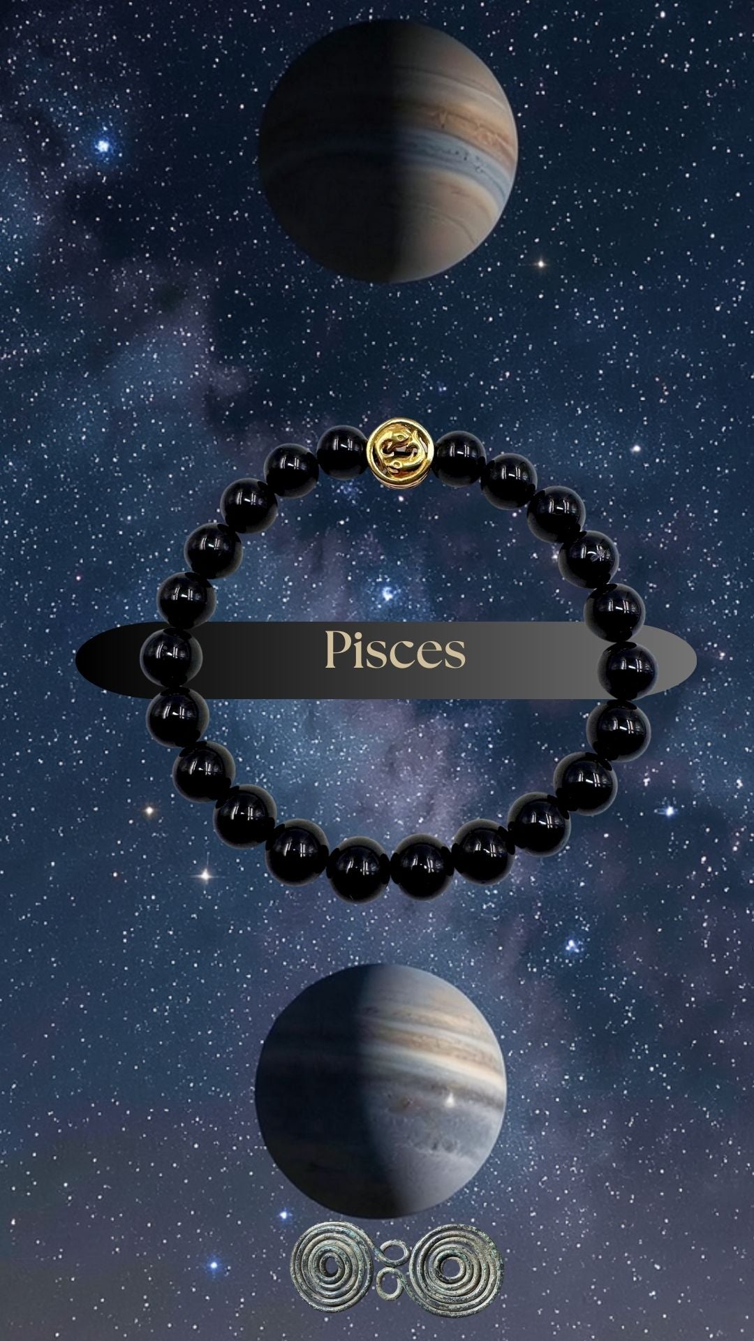 Bracciale Zodiaco Pesci in Tormalina Nera Certificata (PE8040)
