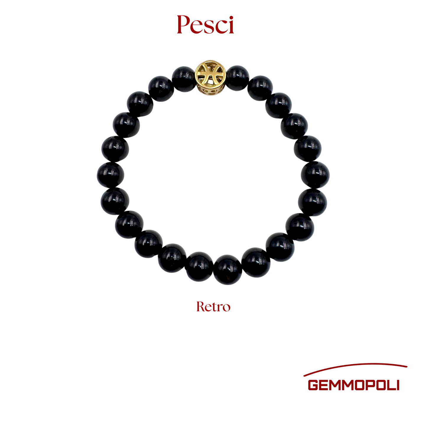 Primo piano del bracciale del simbolo zodiacale Pesci PE8040 Retro