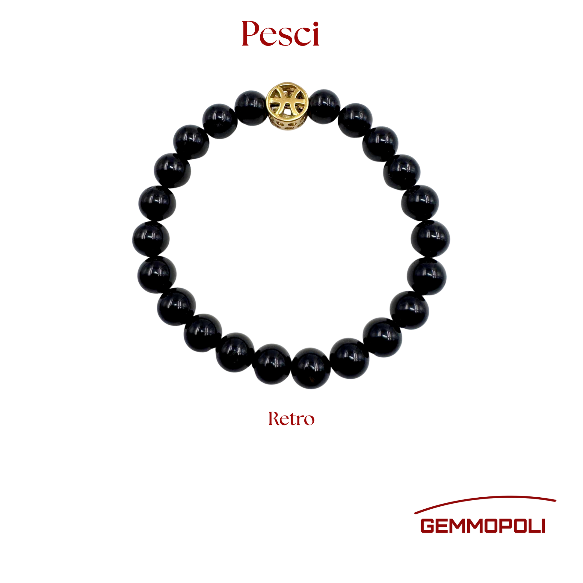 Primo piano del bracciale del simbolo zodiacale Pesci PE8040 Retro