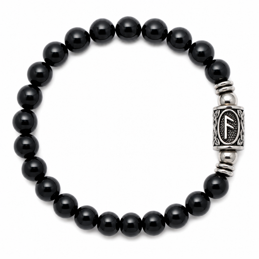 Bracciale Gemmopoli PE8044 Tormalina Nera Naturale Grado A Runa Ansuz