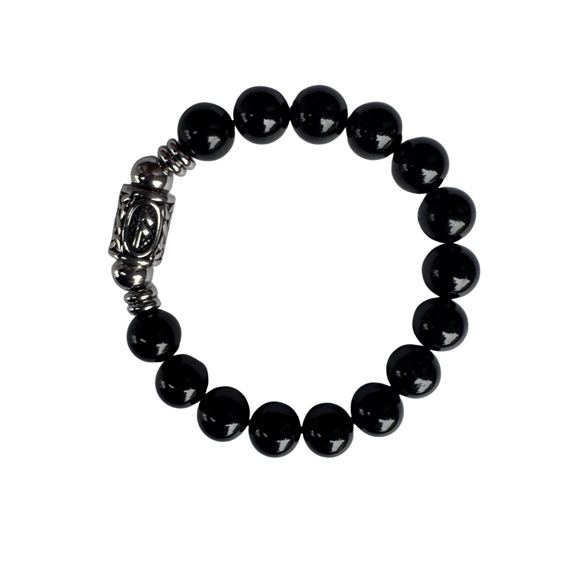 Bracciale Elastico Runa Ansuz PE8044 in Tormalina Nera 10mm sfondo bianco per google