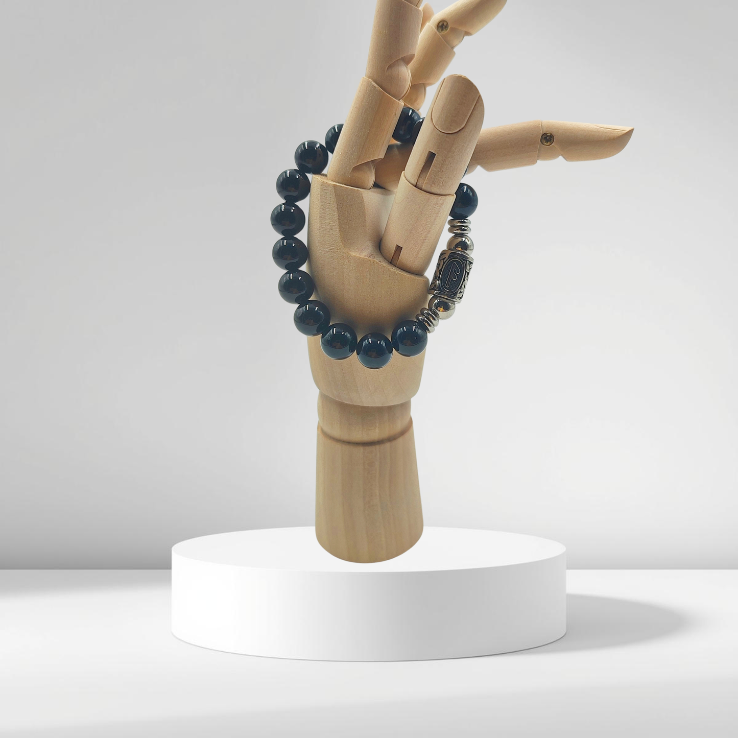 Bracciale Elastico Runa Ansuz PE8044 in Tormalina Nera 10mm Certificata.