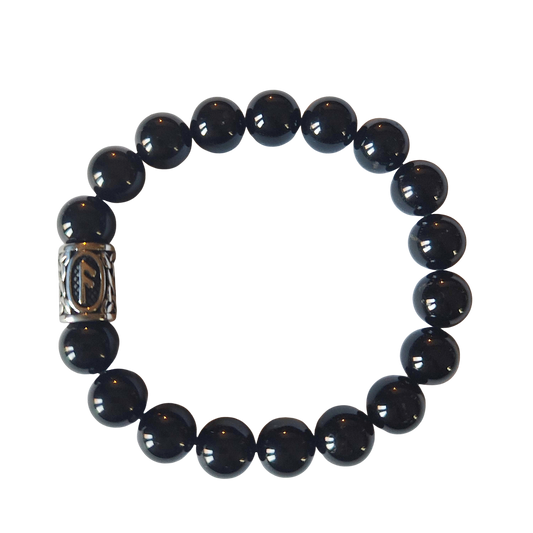 Bracciale Elastico Runa Ansuz PE8044 in Tormalina Nera 12mm Certificata.