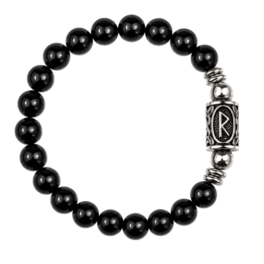 Bracciale Gemmopoli PE8045 Tormalina Nera Naturale Grado A Runa Raidho