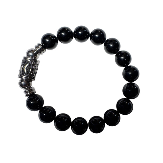 Bracciale Runa Kenaz Tormalina Nera 10mm fondo bianco per marketplace.