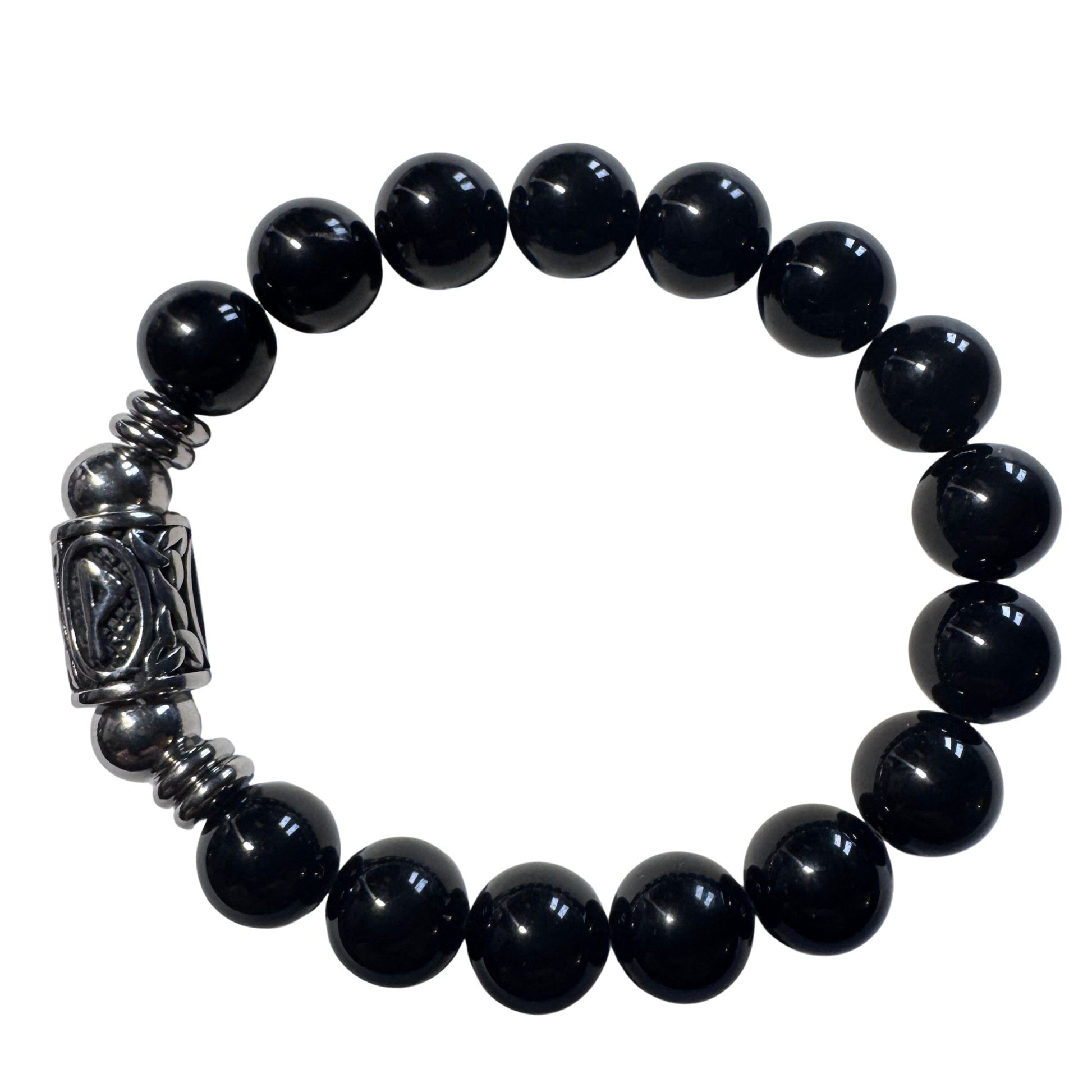 bracciale runa wunjo tormalina nera 10mm sfondo bianco per cataloghi amazon e google.