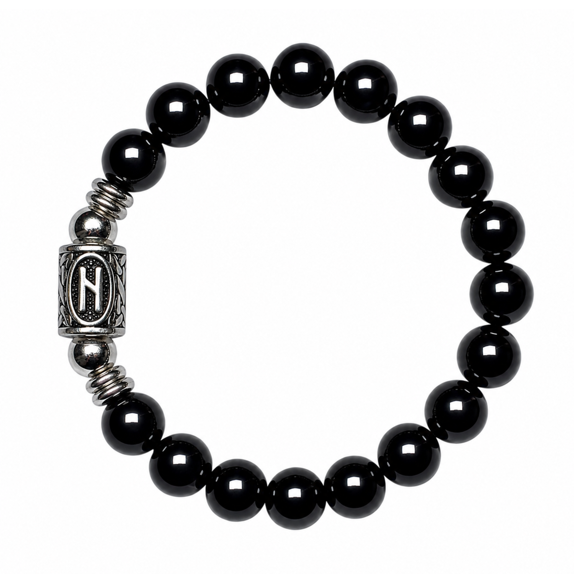 Bracciale Gemmopoli PE8049 Tormalina Nera Naturale Grado A Runa Hagalaz
