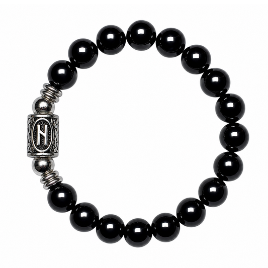 Bracciale Gemmopoli PE8049 Tormalina Nera Naturale Grado A Runa Hagalaz