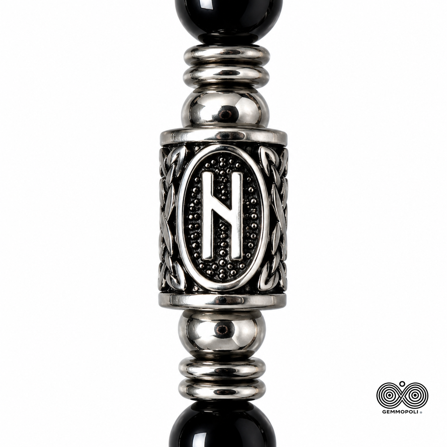 Dettaglio Runa Hagalaz Acciaio Inox Bracciale Gemmopoli PE8049