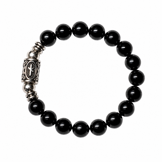 Bracciale Gemmopoli PE8050 Tormalina Nera Naturale Grado A Runa Nauthiz