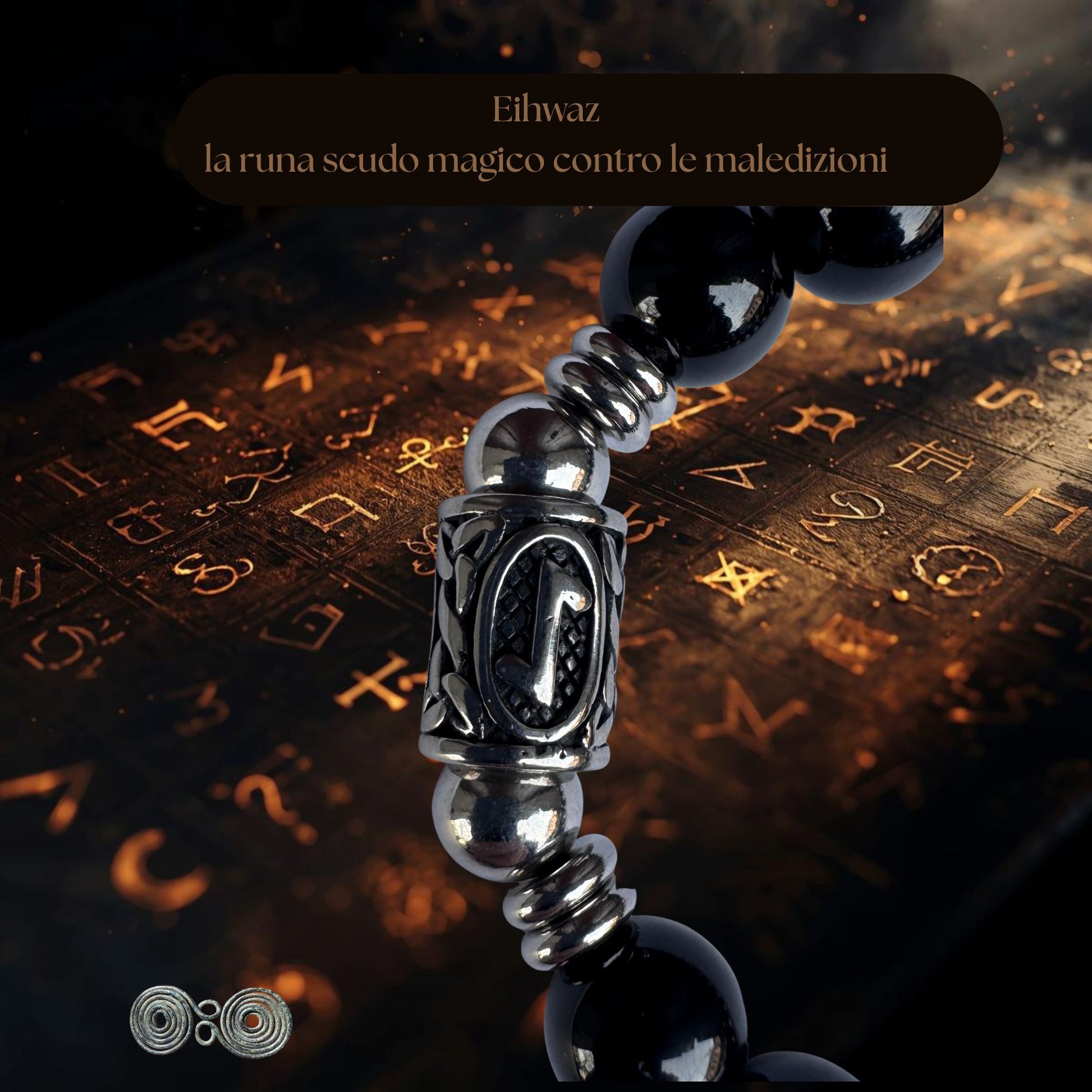 Vista ravvicinata di parte del bracciale PE8053, mettendo in evidenza la profondità del nero della pietra.