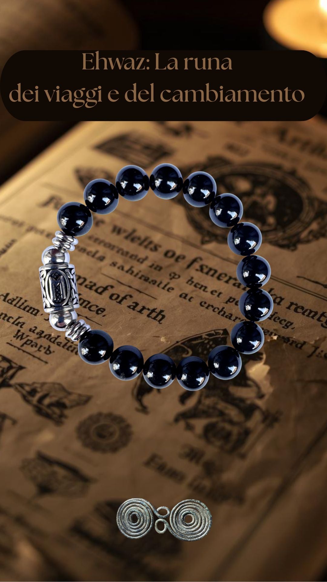 Immagine verticale per social del bracciale con runa Ehwaz PE8064