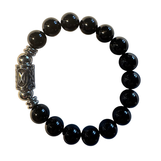 Bracciale Elastico Runa Dagaz PE8069 in Tormalina Nera 10 mm da lotto Certificato