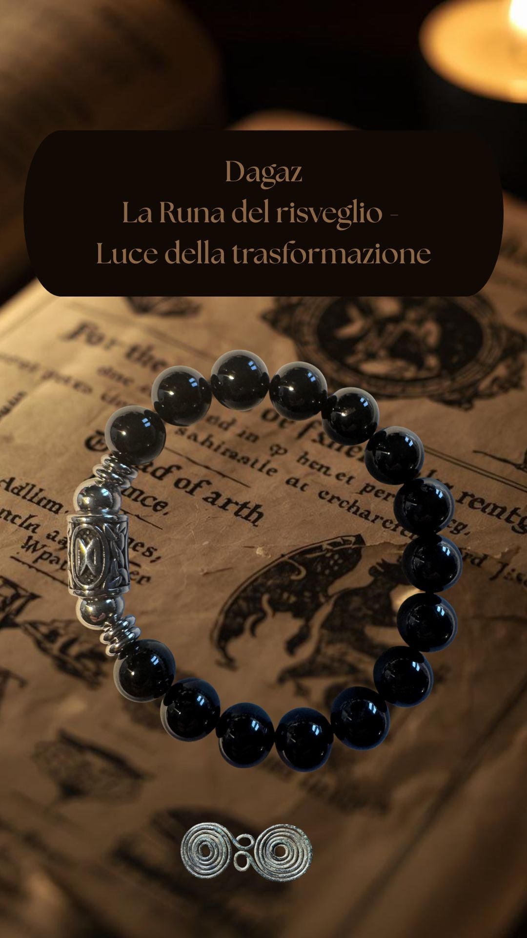 Bracciale Elastico Runa Dagaz PE8069 in Tormalina Nera 10 mm da lotto Certificato verticale per social