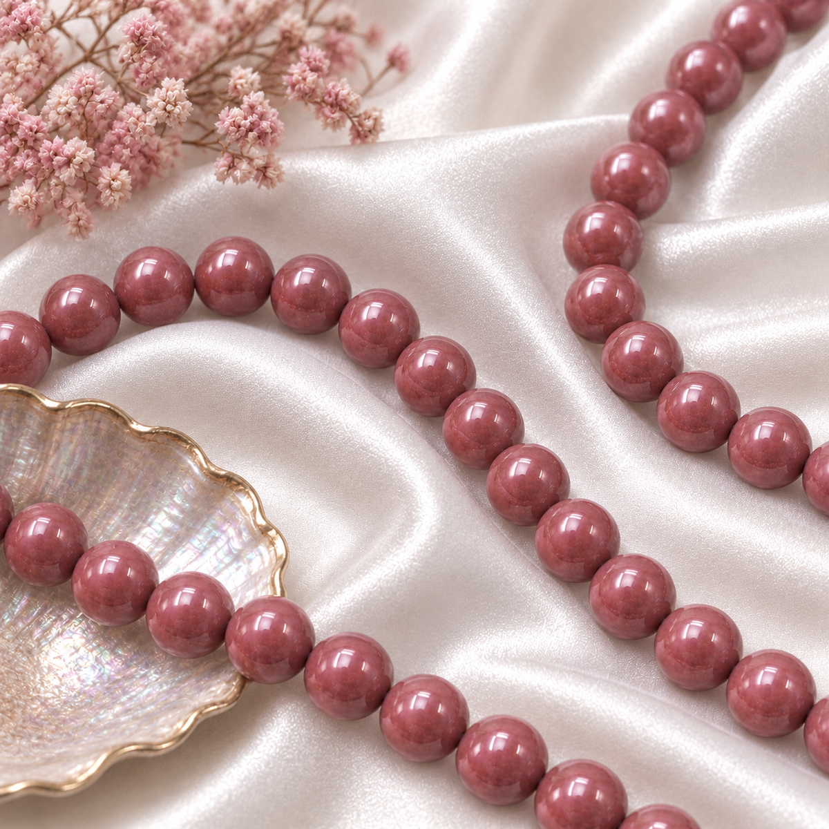 Foto commerciale perle Madreperla Rosa Rodonite Tonde Gemmopoli SP0004