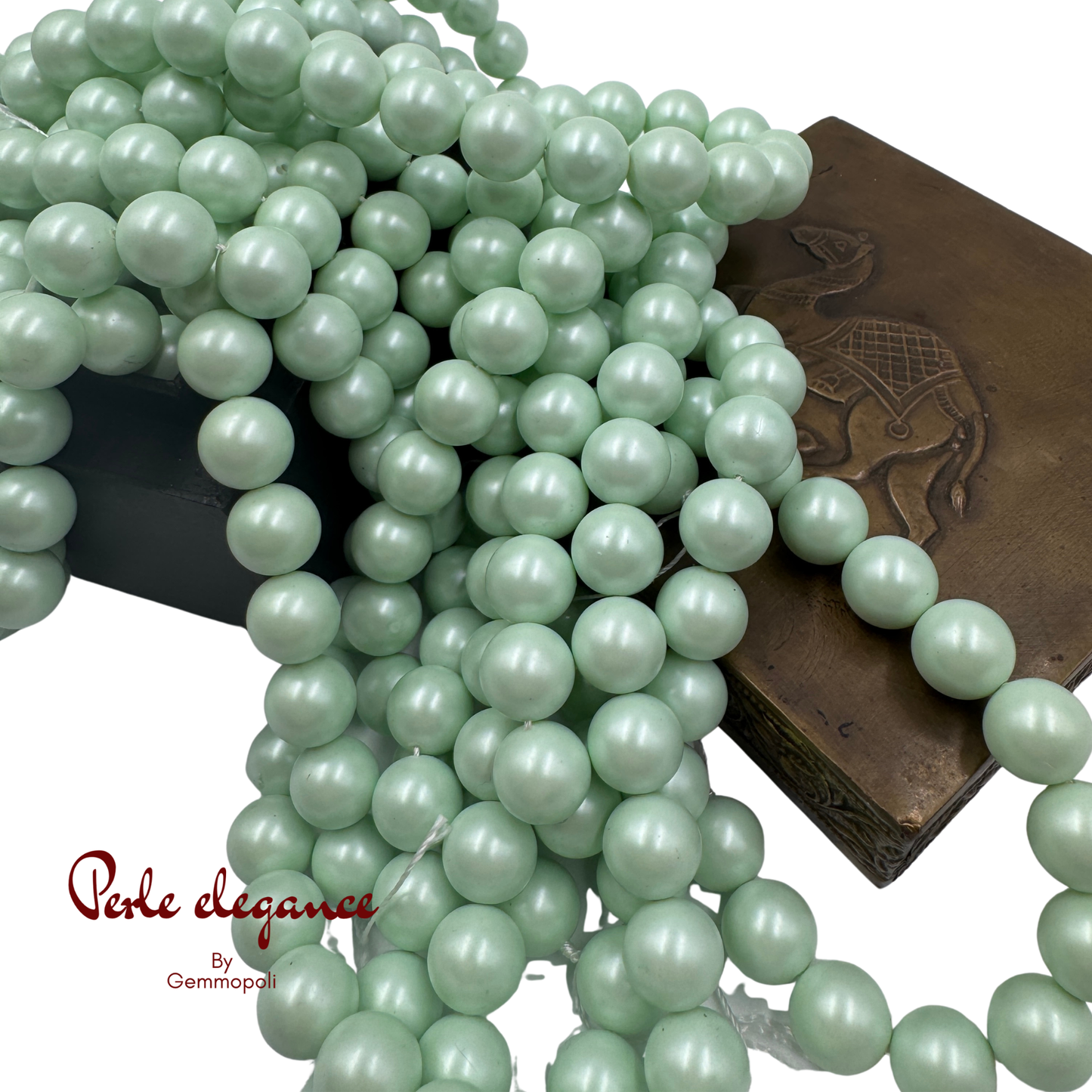 filo perle tonde verde metallico 