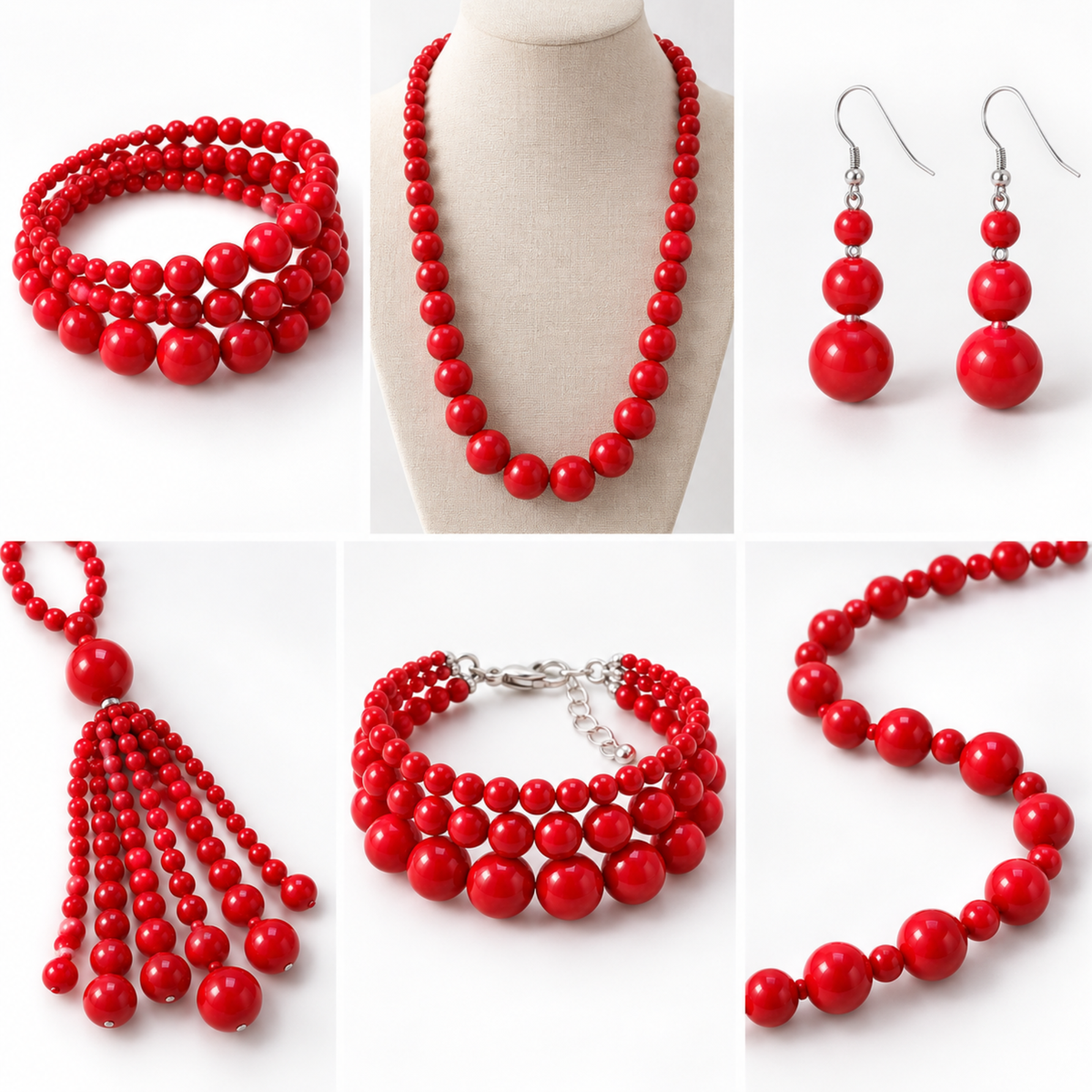 Esempi di lavorazione con perle Madreperla Rosso Corallo Gemmopoli SP0007
