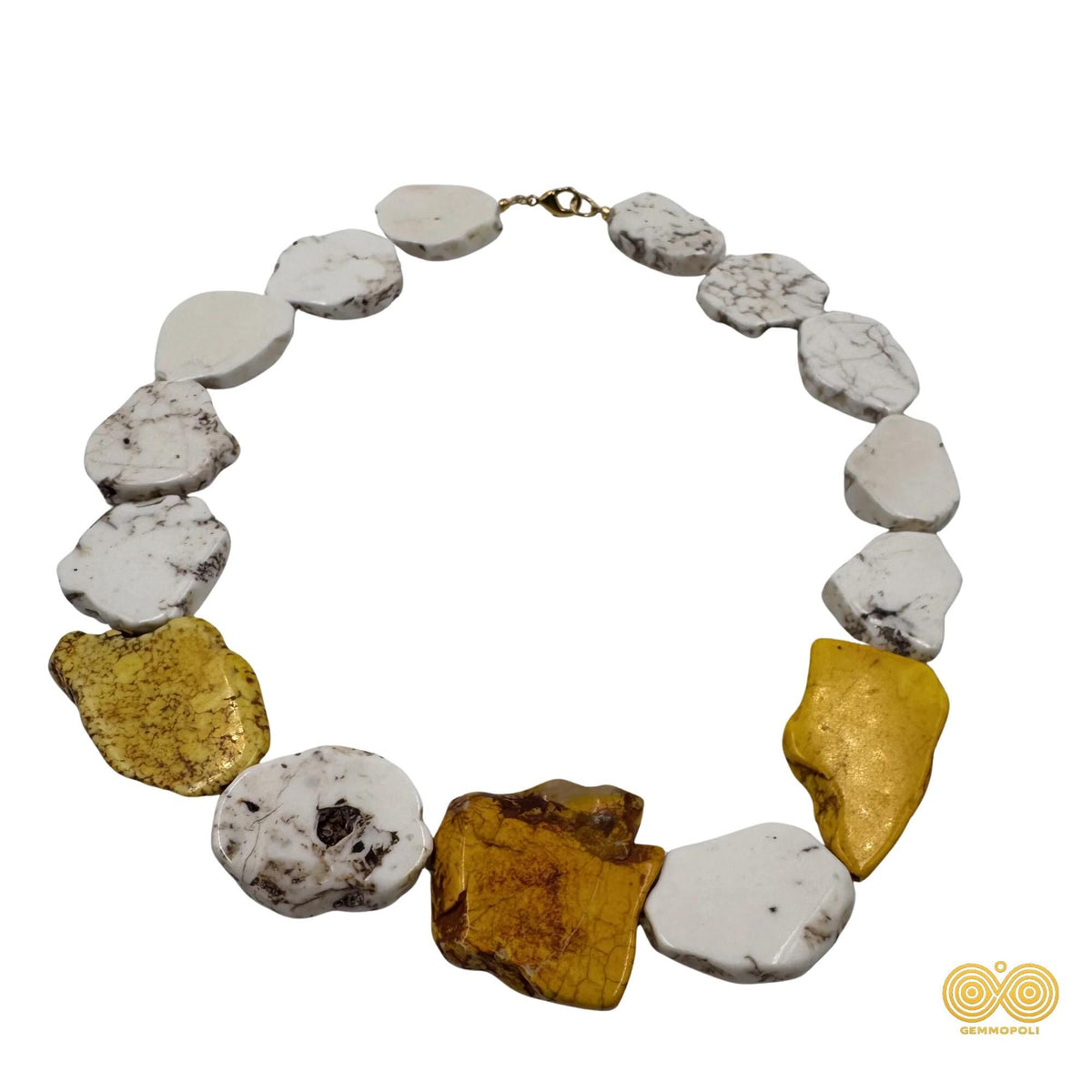 Collana Howlite Bianca Gialla Naturale Irregolare 55 cm GA0044 Gemmopoli - GA0044 - foto 7